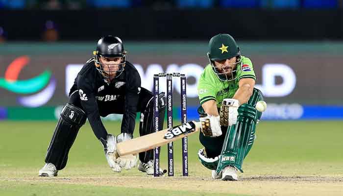 Pakistans Salman Ali Agha in action against New Zealand in the opening match of ICC Champions Trophy at National Stadium , Karachi, February 19, 2024. — Reuters