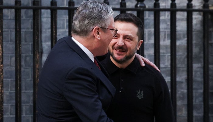 British Prime Minister Keir Starmer meets Ukrainian President Volodymyr Zelenskiy at Downing Street in London, Britain, March 1, 2025. — Reuters