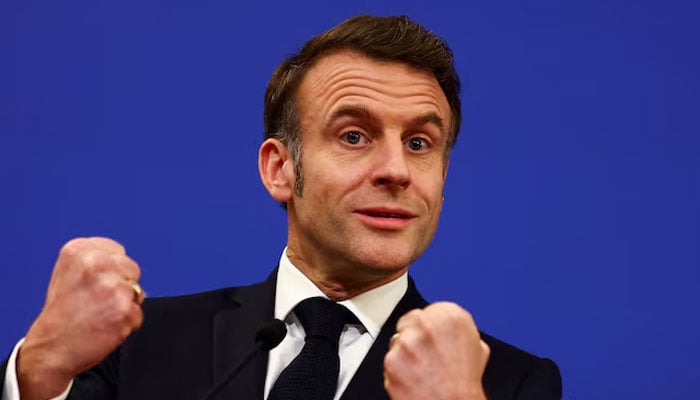 French President Emmanuel Macron speaks during a joint press statement with Portuguese Prime Minister Luis Montenegro (not pictured), at Porto City Hall, in Porto, Portugal, February 28, 2025. — Reuters