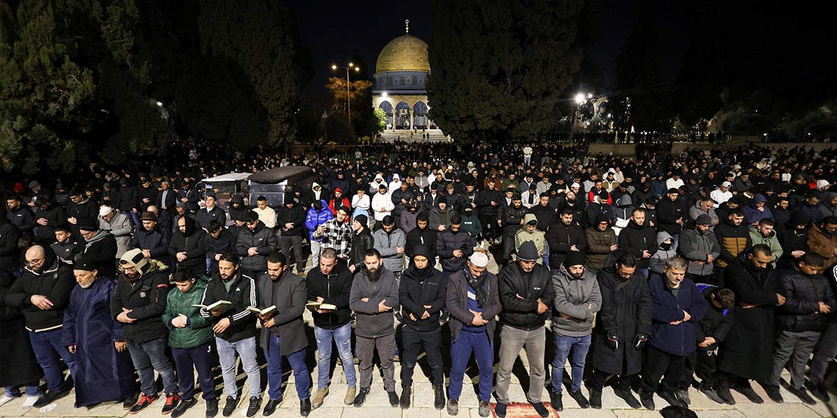 Worshippers hold the Taraweeh prayer in the Al-Aqsa compound in Jerusalems Old City, February 28, 2025. — Reuters