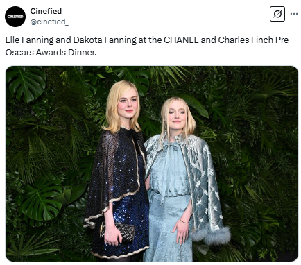 Dakota, Elle Fanning glam up for Chanels pre-Oscar dinner