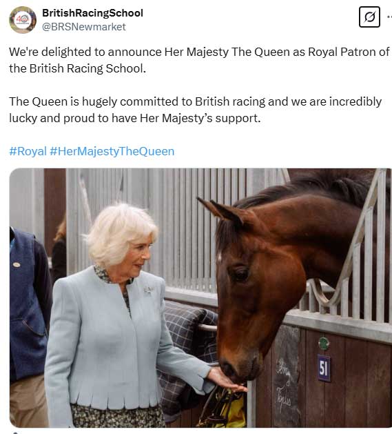 Queen Camilla given new role to support horseracing