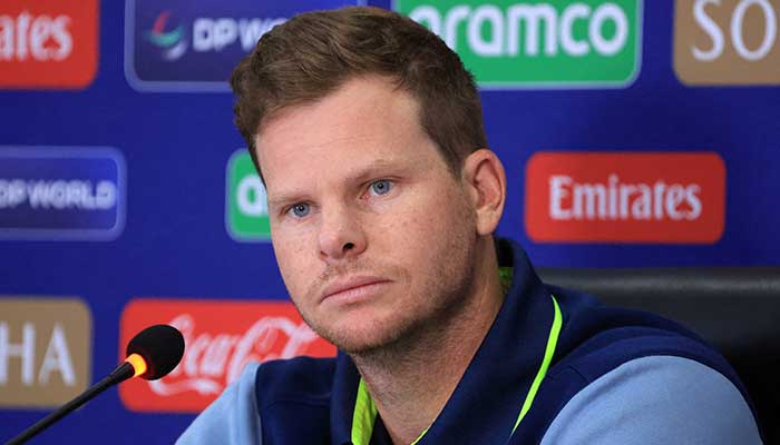 Australian Captain Steve Smith is addressing the press conference at Gaddafi Stadium, Lahore, February 21, 2025 - Reuters