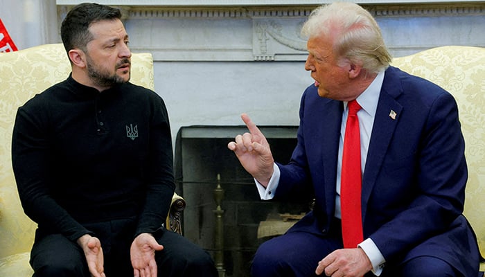 US President Donald Trump (R) meets with Ukrainian President Volodymyr Zelenskiy at the White House in Washington, DC, US, on February 28, 2025. — Reuters