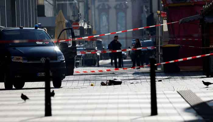 Police secure the area after a car drove into a crowd, in Mannheim, Germany, March 3, 2025 — Reuters