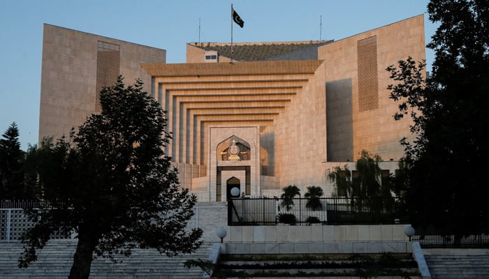 A view of the Supreme Court of Pakistan building during sunset hours in Islamabad, on October 3, 2023. — Reuters