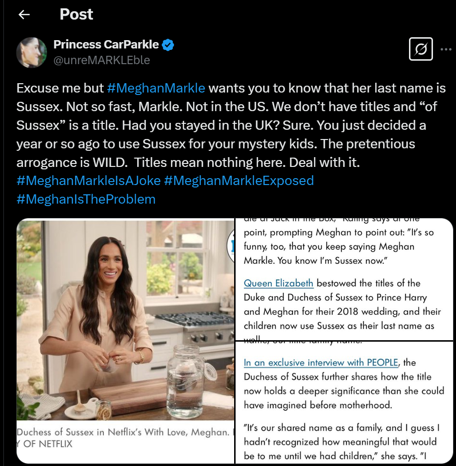 Meghan Markle faces backlash as she opens up about Sussex title