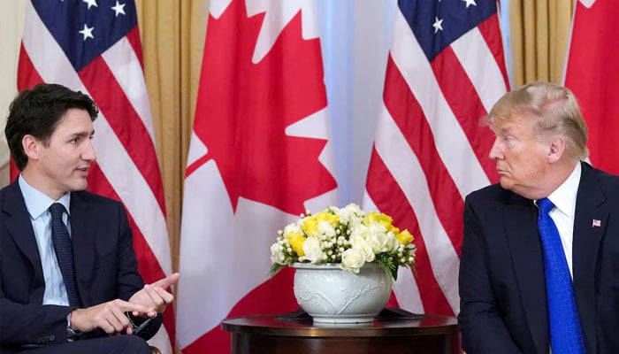 US President Donald Trump and Canadas Prime Minister Justin Trudeau hold a meeting ahead of the NATO summit in Watford, in London, Britain, December 3, 2019. — Reuters