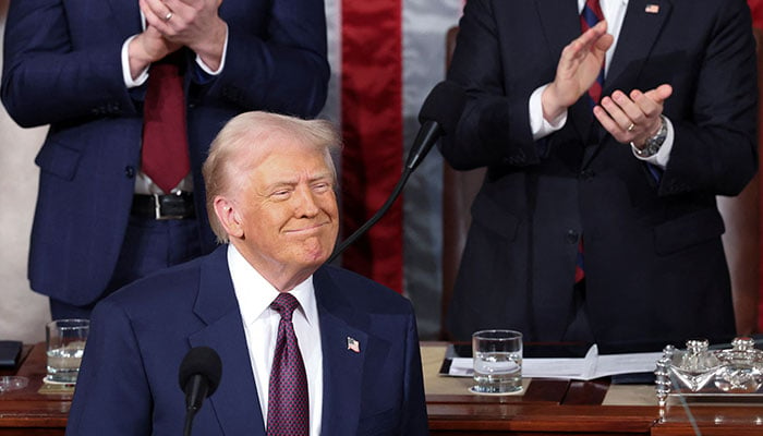 US President Donald Trump gestures as he delivers a speech to a joint session of Congress, in the House Chamber of the US Capitol in Washington, DC, US, March 4, 2025. — Reuters