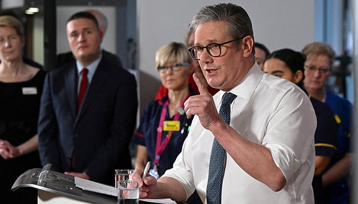 Britains Prime Minister Keir Starmer pictured giving a speech at a healthcare provider in Surrey, on January 6, 2025 in Epsom, Britain. — Reuters