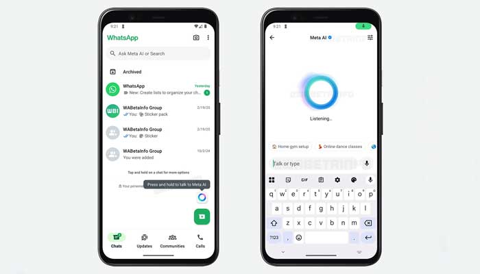 This screenshot shows WhatsApps new Meta AI screen. — WABetaInfo