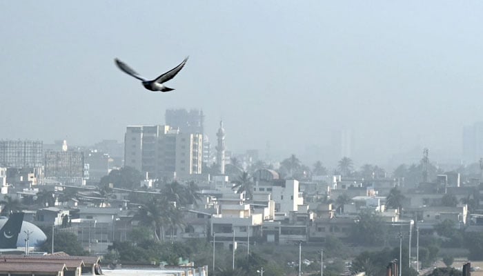 A view of foggy weather on during winter season in Karachi on December 5, 2024. — AFP