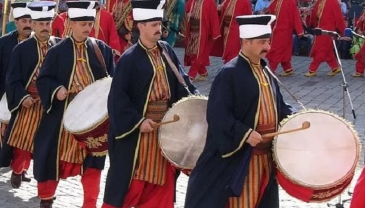 Drummers beat the lodra during an event in Albania. — Dklik News/File