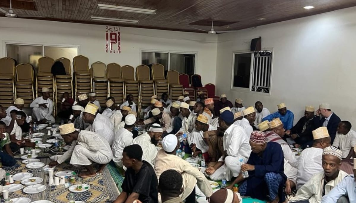 Men are gathered to break fast during iftar in Comoros. — Instagram/@icyf_official