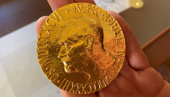 Nobel Prize medal replica is on display inside the Norwegian Nobel Institute in Oslo, Norway September 19, 2022. — Reuters