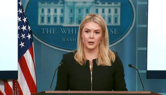 White House spokesperson Karoline Leavitt addressing a press briefing in Washington, on March 7, 2025. — YouTube@WhiteHouse