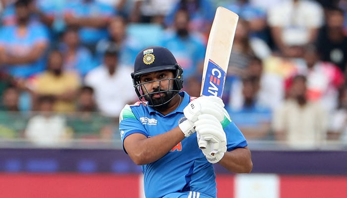 Indias Rohit Sharma plays a shot during the ICC Mens Champions 2025 match between India and Bangladesh at Dubai International Stadium on February 20, 2025. - Reuters