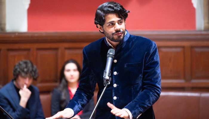 Pakistani student Moosa Harraj speaks at a session at Oxford University. — Reporter