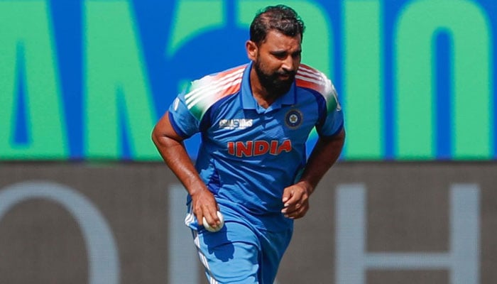 Indian fast bowler Mohammad Shami pictured during a Champions Trophy 2025 match. — Facebook@CircleofCricket.MDShami