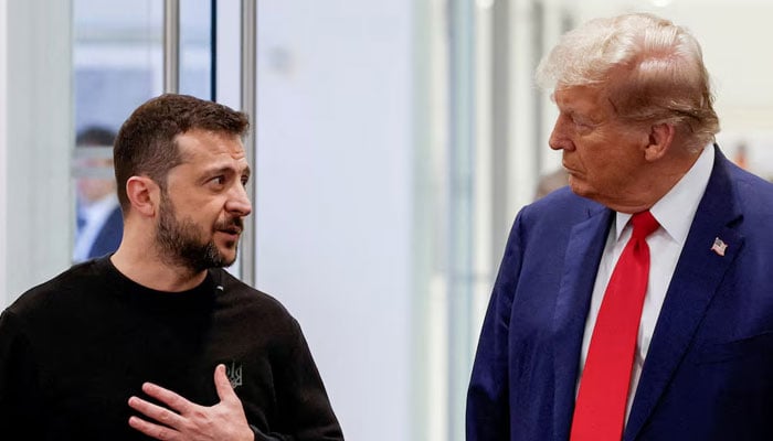 US President Donald Trump and Ukraines President Volodymyr Zelensky meet at Trump Tower in New York City, US. — Reuters/File