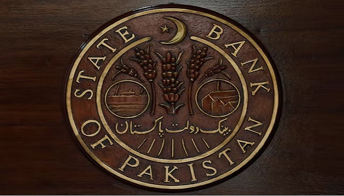 A logo of the State Bank of Pakistan (SBP) is pictured on a reception desk at the head office in Karachi, Pakistan July 16, 2019. — Reuters