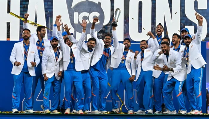 Indian cricketers celebrate after winning the ICC Champions Trophy, March 9, 2025. — AFP