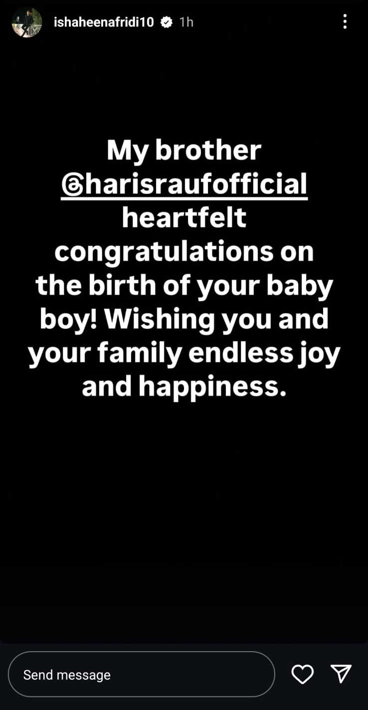 Haris Rauf, wife Muzna welcome first baby boy