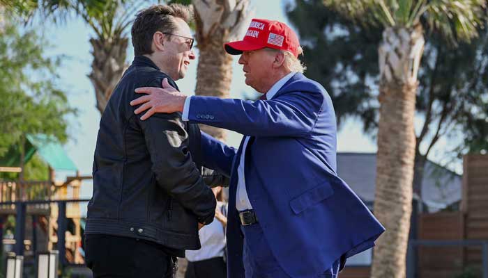 US President-elect Donald Trump greets Elon Musk before attending a viewing of the launch of the sixth test flight of the SpaceX Starship rocket, in Brownsville, Texas, US, November 19, 2024. — Reuters