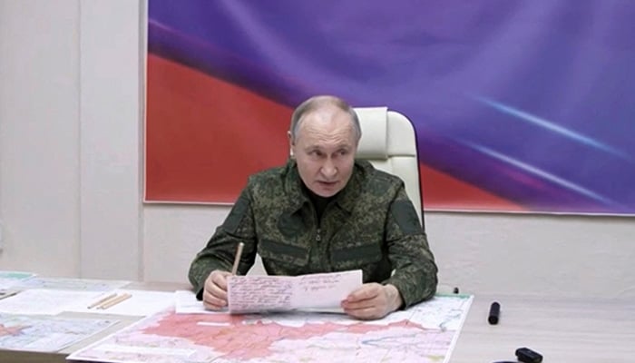 Russias President Vladimir Putin visits a command centre of the Russian armed forces in the course of Russia-Ukraine conflict in the Kursk region, Russia, March 12, 2025, in this still image taken from video. — Reuters