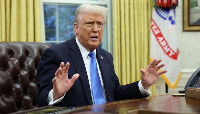 US President Donald Trump speaks in the Oval Office of the White House in Washington, DC, US, February 11, 2025. — Reuters