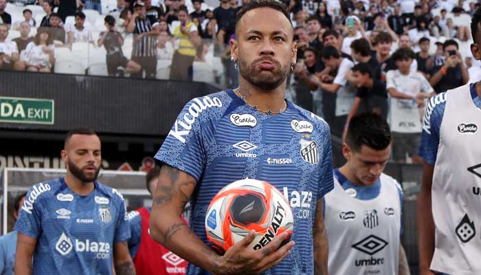 Santoss Neymar before the Paulista Championship Semi Final against Corinthians at the Neo Quimica Arena, Sao Paulo, Brazil on March 9, 2025. — Reuters