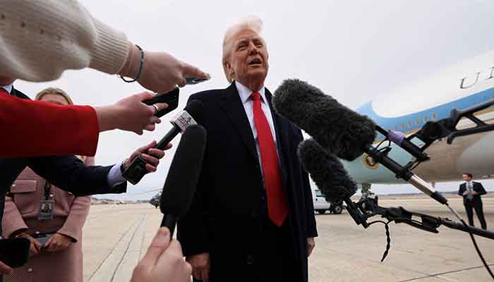 US President Donald Trump speaks to reporters before boarding Air Force One as he departs from Joint Base Andrews in Maryland, US, March 14, 2025. — Reuters