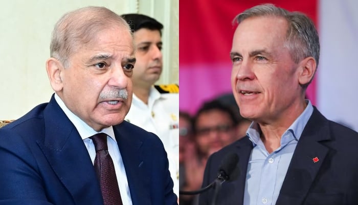 A collage of PM Shehbaz Sharif and Canadian PM Mark Carney. — Facebook/ Mian Shehbaz Sharif/Reuters