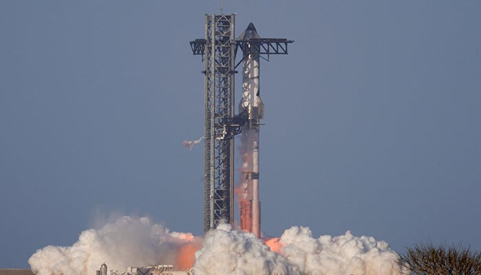 SpaceXs next-generation Starship spacecraft atop its Super Heavy booster is launched on its eighth test at the companys Boca Chica launch pad in Brownsville, Texas, US, March 6, 2025. — Reuters