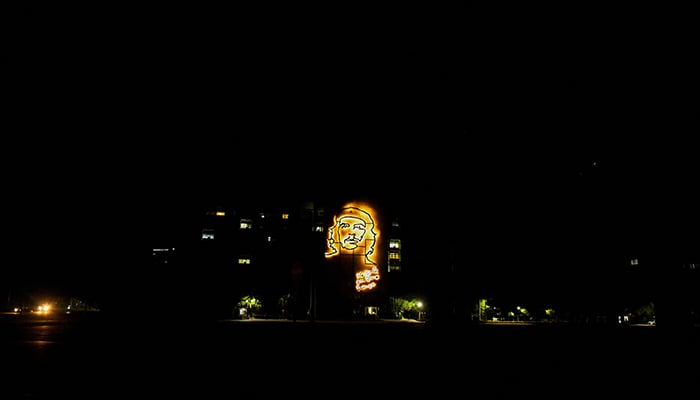 A view of an installation of late revolutionary Ernesto Che Guevara at the Revolution square during a national electrical grid collapse, in Havana, Cuba, March 14, 2025. — Reuters