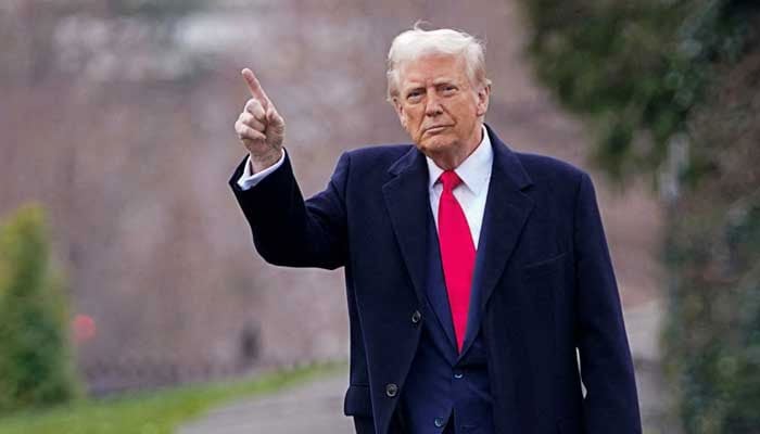 US President Donald Trump gestures before his departure for Joint Base Andrews en route to Florida, at the White House, in Washington DC, US, March 14, 2025. — Reuters