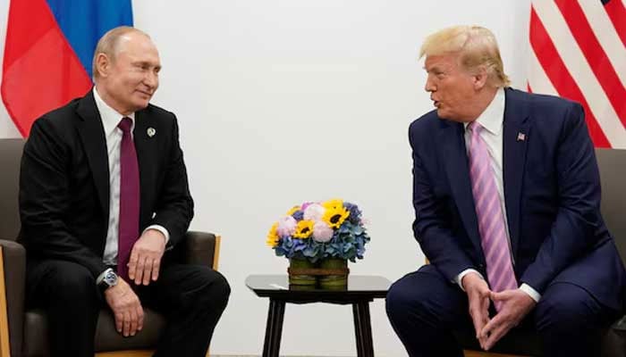 Russias President Vladimir Putin and US President Donald Trump talk during a bilateral meeting at the G20 leaders summit in Osaka, Japan, June 28, 2019. — Reuters