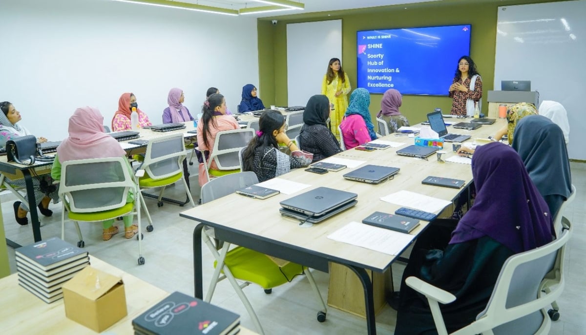 A photograph of Shine’s purpose built safe space,’ a tech-equipped classroom for women-only learning. — Photo supplied via author