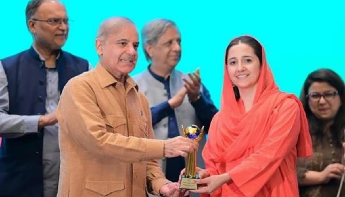 SheDev founder Zahra Nooreen receiving the PM Youth Excellence Award from the Prime Minister of Pakistan Shehbaz Sharif. — Photo supplied via author