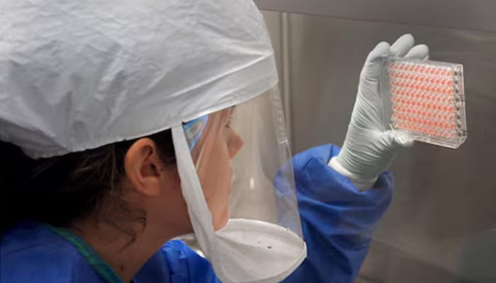 A Centres for Disease Control (CDC) scientist measures the amount of H7N9 avian flu virus which was grown and harvested in an unnamed CDC laboratory in 2013. — Reuters