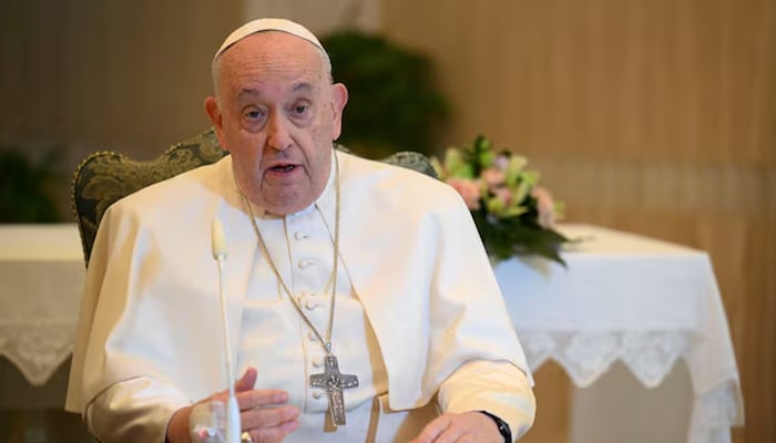 Pope Francis leads the Angelus prayer from Santa Marta chapel at the Vatican, November 26, 2023. — Reuters