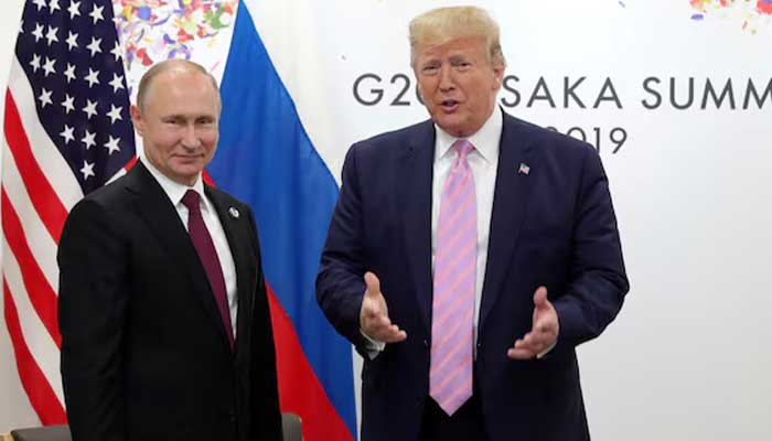 Russias President Vladimir Putin and US President Donald Trump attend a meeting on the sidelines of the G20 summit in Osaka, Japan June 28, 2019. — Reuters