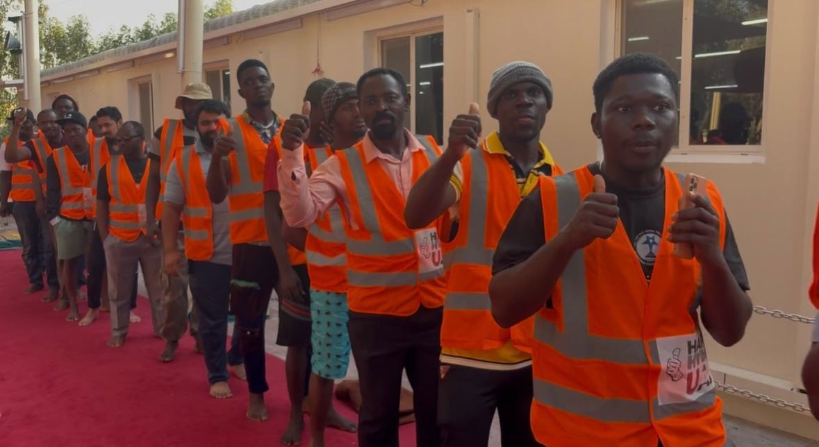 Guests of Allah: Laborers receiving iftar packets with gratitude and hope at Dubai Industrial City. — Reporter