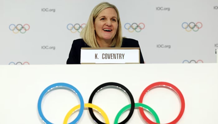 Olympic Games - IOC 144 Session - Costa Navarino, Pelos, Greece - March 20, 2025 Cervis Coventry during the press conference after being elected as a new president of the International Olympic Committee. Reuters