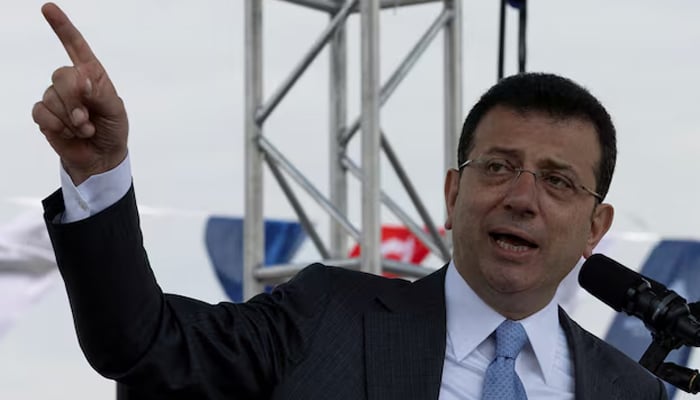 Istanbuls mayor Ekrem Imamoglu speaks during a campaign event ahead of the local elections in Istanbul, Turkey, March 19, 2024. — Reuters