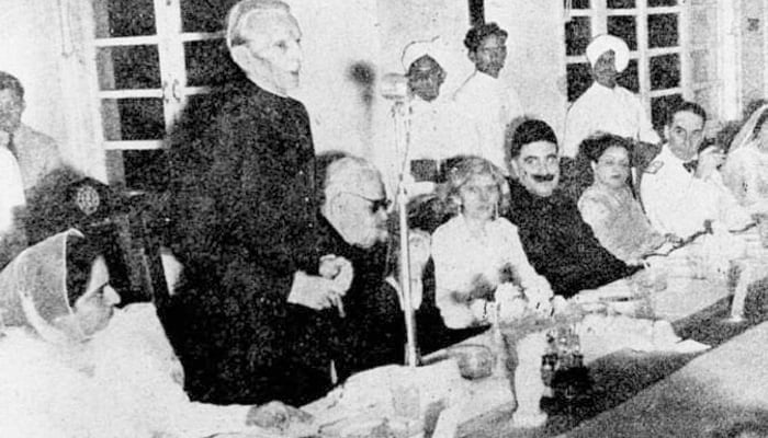 Muhammad Ali Jinnah addressing a meeting. — The News/File