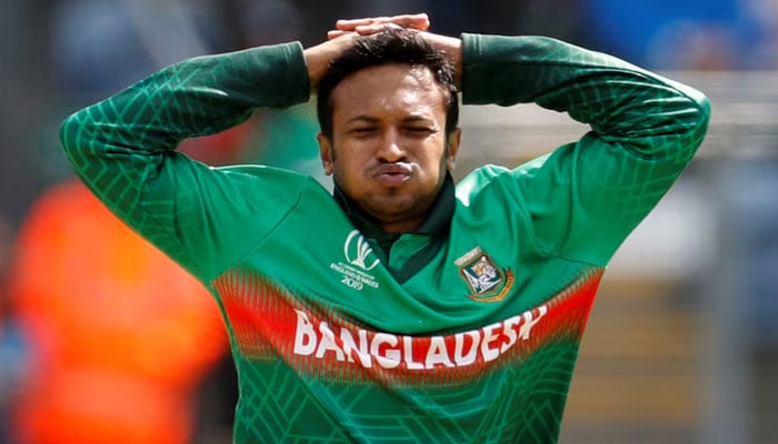 Bangladeshs Shakib Al Hasan reacts during England vs Bangladesh match at Cardiff Wales Stadium, Cardiff, Britain on June 8, 2019. — Reuters