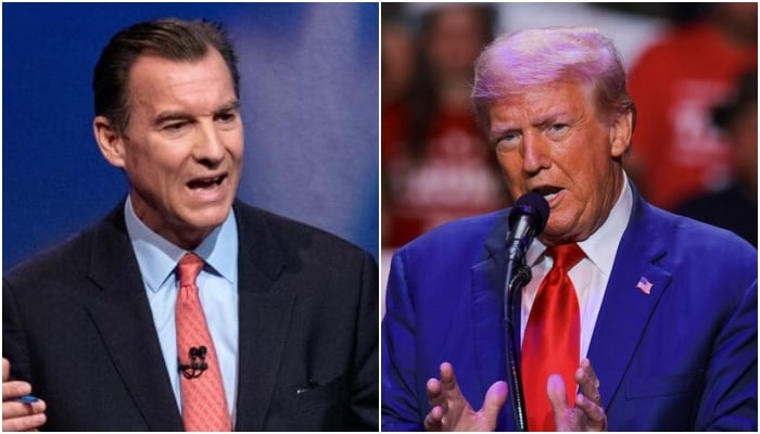 This combination of images shows head of the Pakistan Caucus in the US Congress Tom Suozzi (left) and US President Donald Trump. — Reuters/File